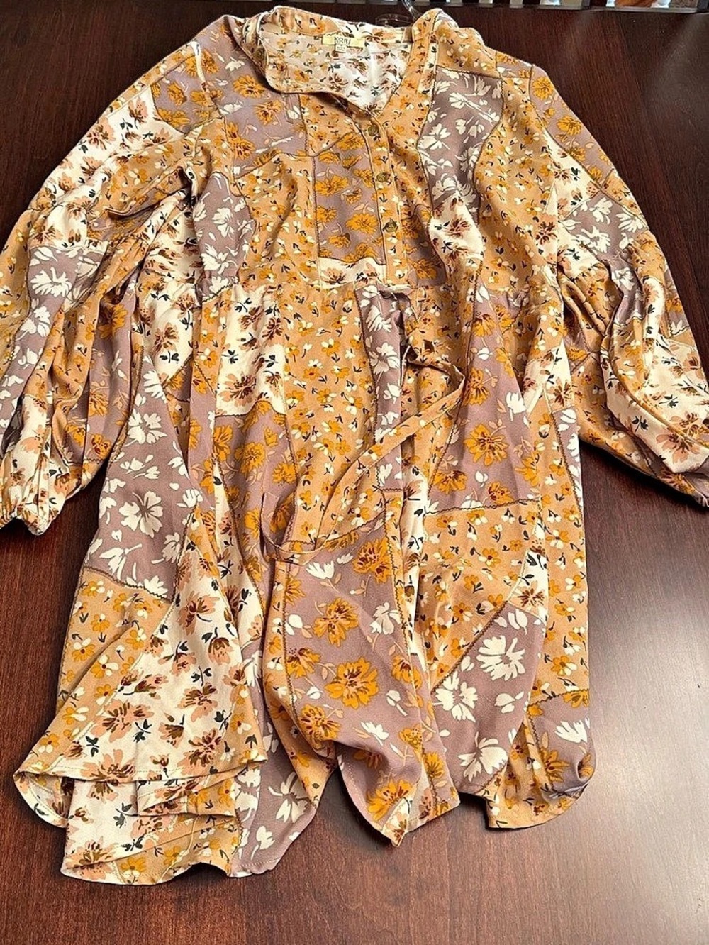 Kori America Floral Mini Dress in Brown & Orange Size Small